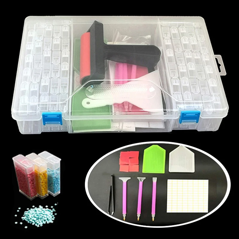 Инструменты для вышивки картин со стразами наборы с 64/56/42/28 ячейками пластиковая
