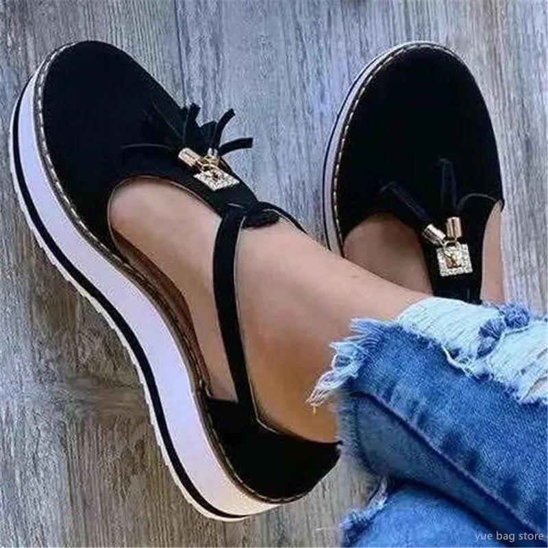 

Лидер продаж; Сезон весна-лето; Женская обувь с бахромой; Обувь на плоской подошве с закругленным носком женские туфли-лодочки на платформе; ...