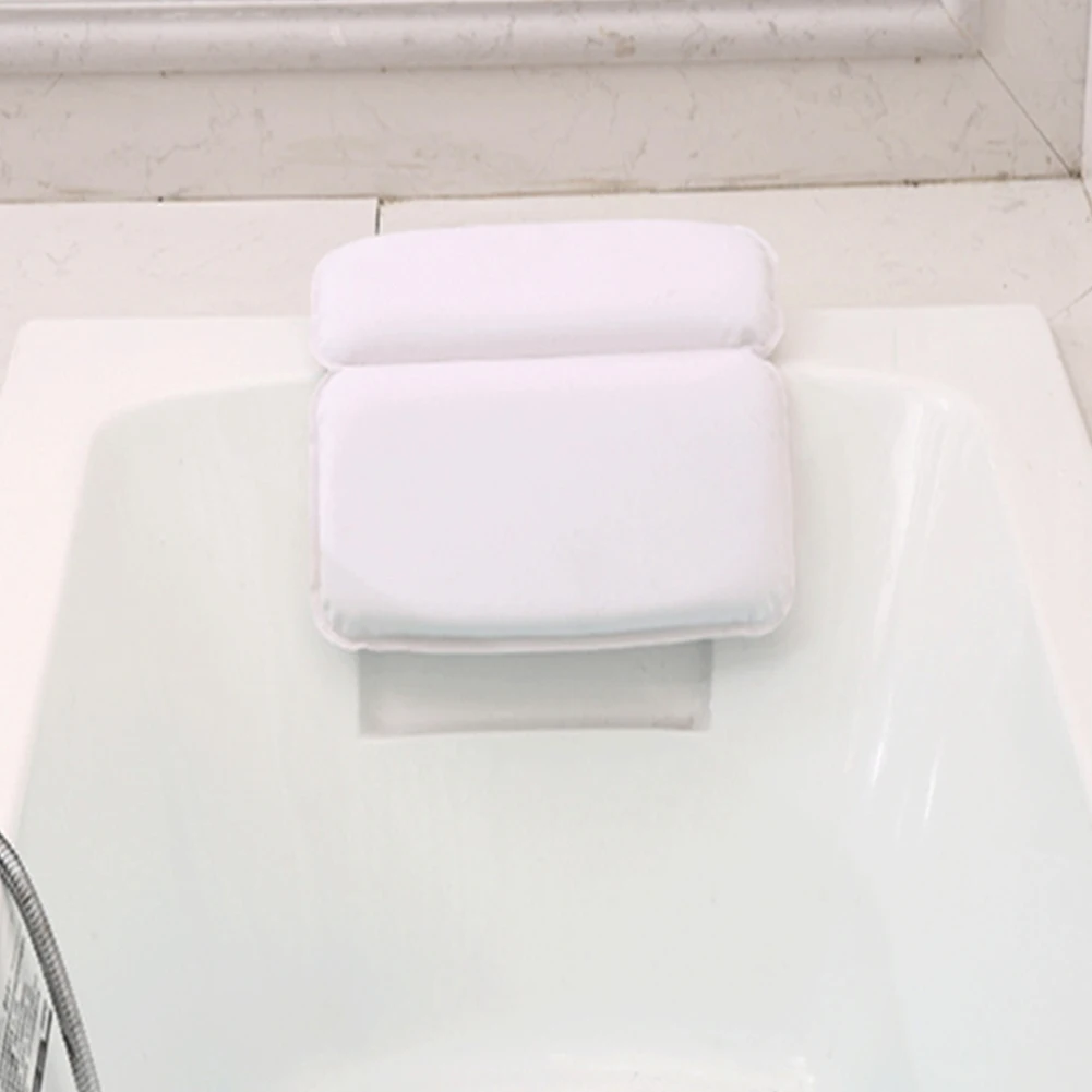 

Bath Pillow Headrest PU Leather Soft Anti Slip Foldable Cushion Portable Bathroom Supplies Breathable Durable With Suction Cups
