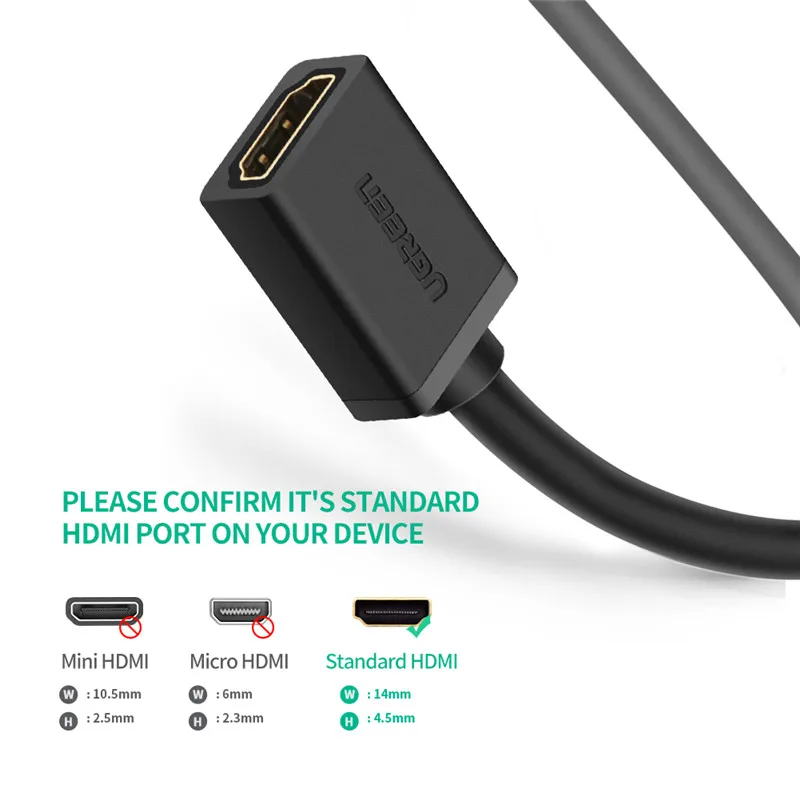 Ugreen HDMI-совместимый Удлинительный кабель 4K 60Hz V2.0 мужской и женский для HDTV
