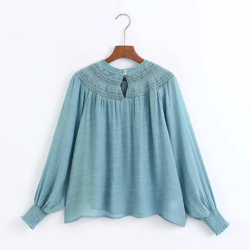 Женская короткая блузка с принтом желтого цвета v-образный вырез длинный рукав