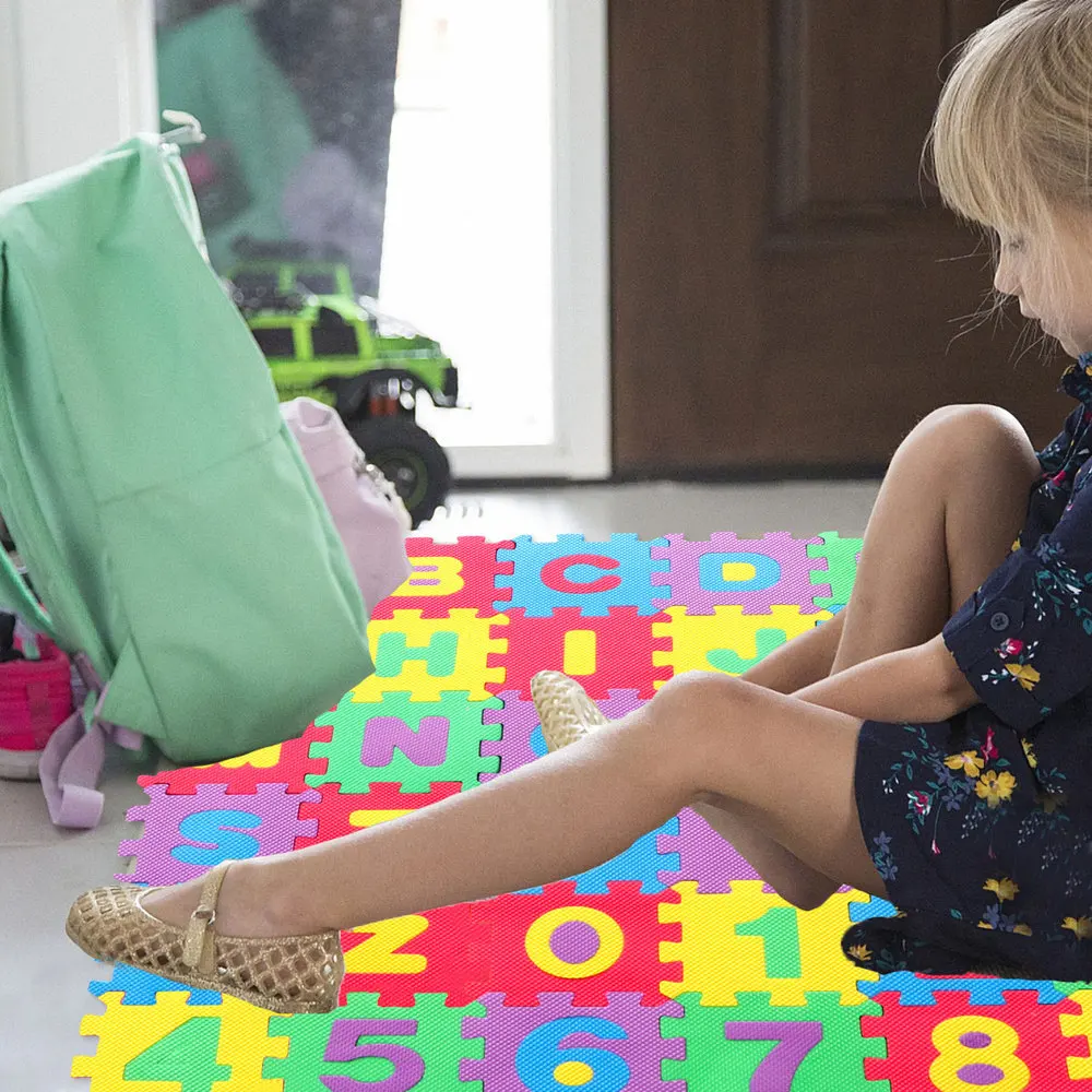 

36 Pieces Children's Number Alphabet Mat Puzzle Floor Mat Carpet Bedroom Mat Educational Toys 12*12cm
