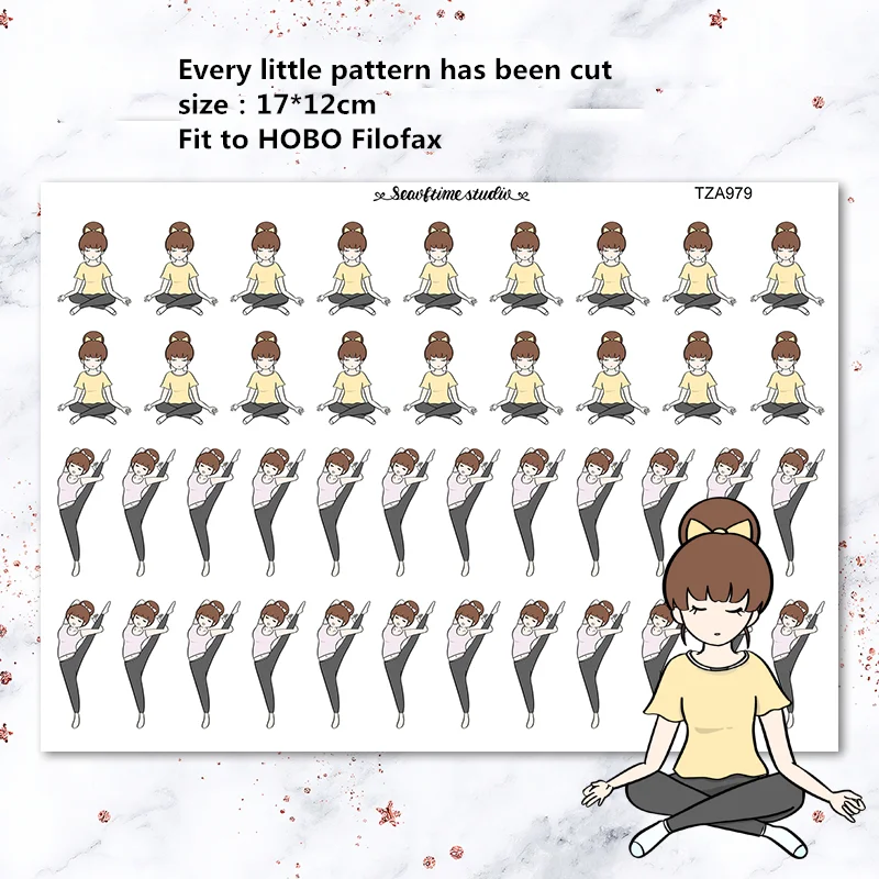 

1pc Lisa practicing yoga Kawaii character sticker Decorative Stationery Sticker DIY Stickers School office supplies