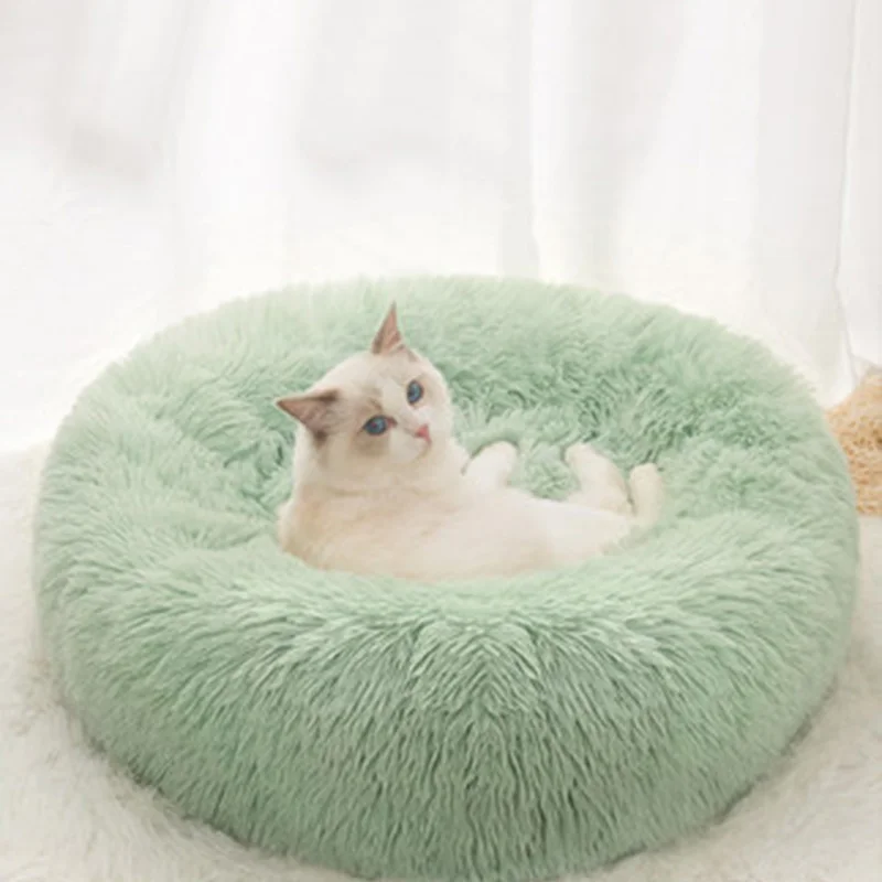 Очень мягкая плюшевая кровать для домашних питомцев круглая глубокого сна собак
