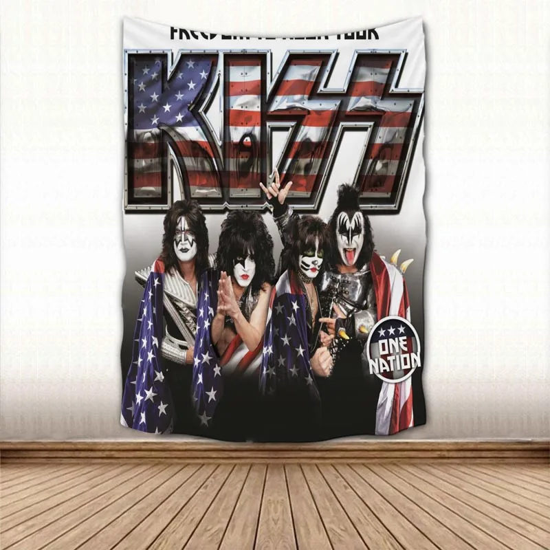 

Nice Kiss Band Tapestry Colorful Psychedelic Decorative Carpet Wall Fabric For Living Room Bedroom Tapestries Accessories