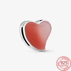 _ Серебряный градиентный розовый Асимметричный зажим в форме сердца ручной работы, подходящий для браслета Pandora, женские Украшения сделай сам
