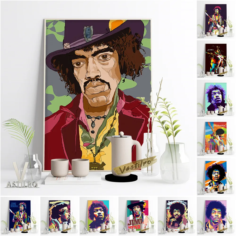 

Jimi Hendrix Pop Art Portrait Poster Rock Music Legends Canvas Painting Singer Star Bohemia Wall Picture Bar Pub Club Home Decor