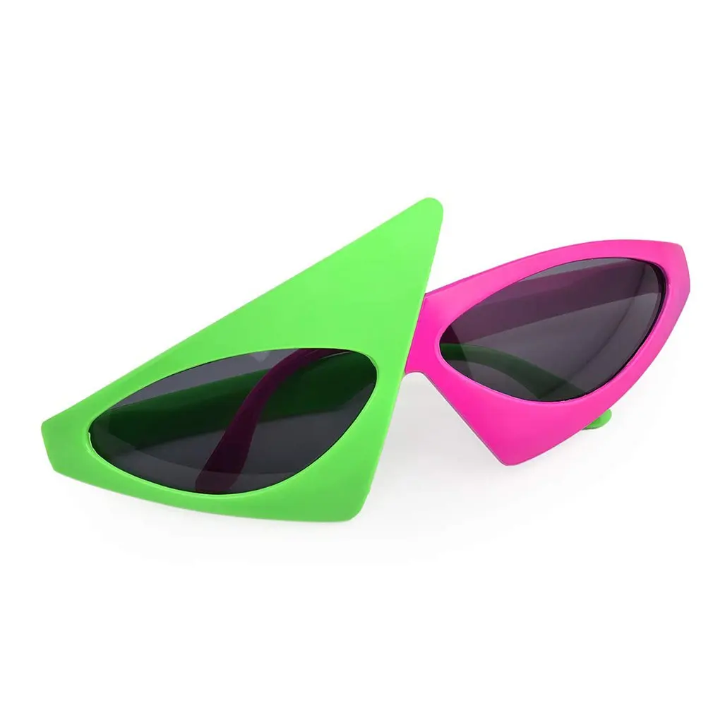 Novelty Green Pink Contrast Funny Glasses Roy Purdy Glasses Hip-Hop Asymmetric Triangular Sunglasses Party Decorations