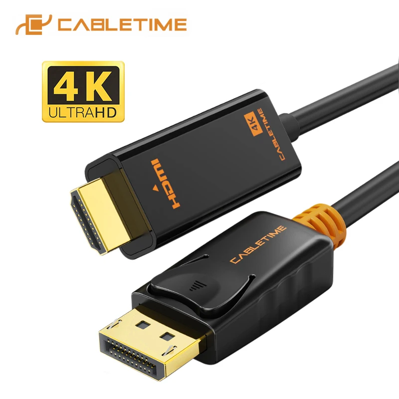 Кабель CABLETIME DisplayPort HDMI 4K/HD hdmi кабель DP 1080P/4K 60 Гц конвертер 1 2 для проектора HDTV