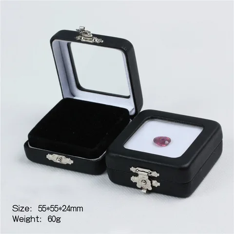 Оптовая продажа, 6 шт./лот, коробка для драгоценных камней, черная коробка из искусственной кожи с бриллиантами, упаковочная коробка для драгоценных камней, органайзер для демонстрации ювелирных изделий, подарков