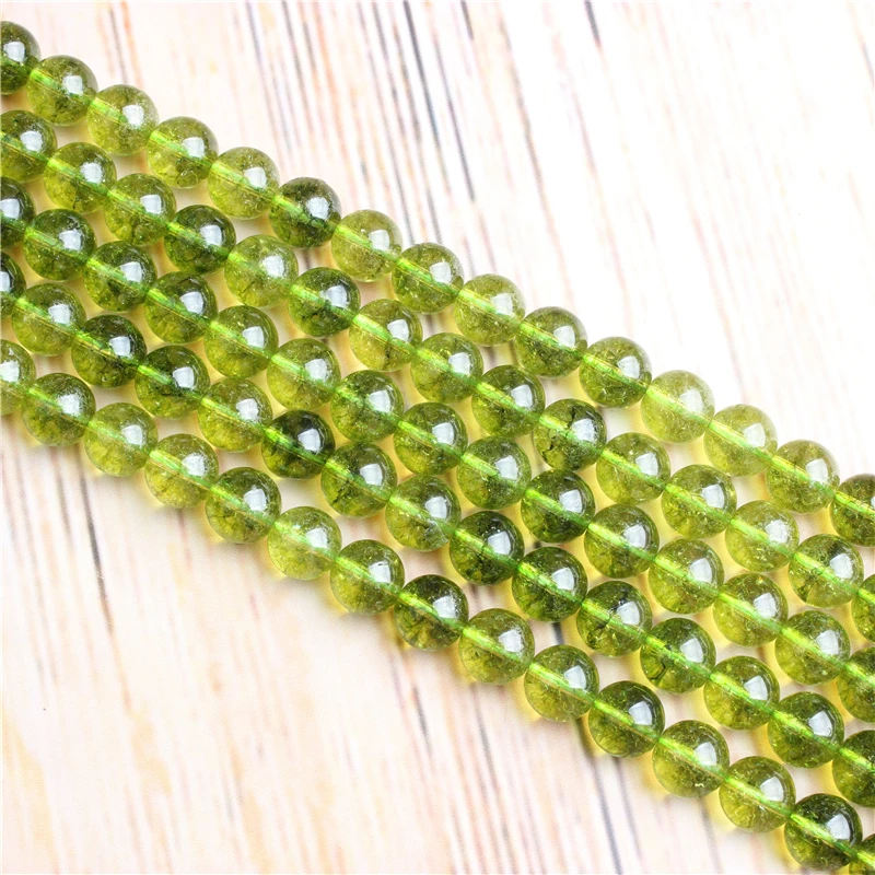 

Green Olive Crystal 4/6/8/10/12mm Natural Stone Loose Beads Matte Jewelry Bracelet Necklace Make