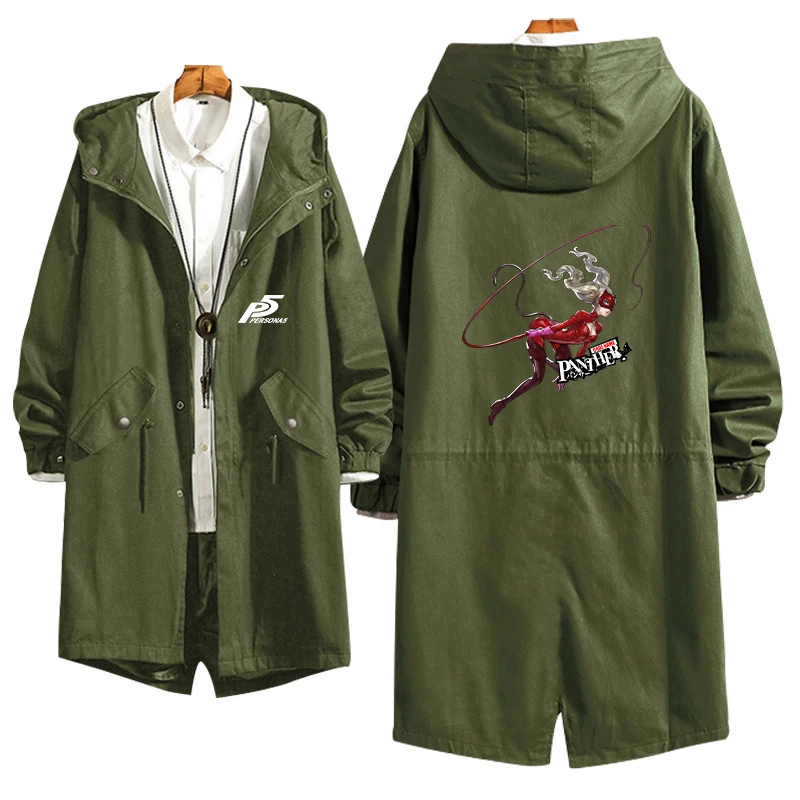 Длинное пальто с капюшоном для косплея аниме PERSONA 5 ролевые Ren Amamiya Anne Takamaki тонкая