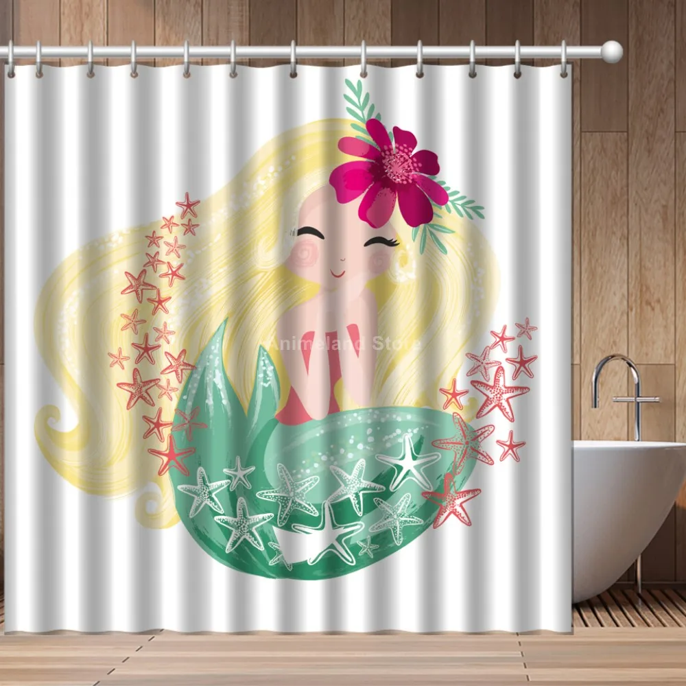 Прекрасная Русалка Милая 3D принт душевая шторка детский для девочек набор ванной