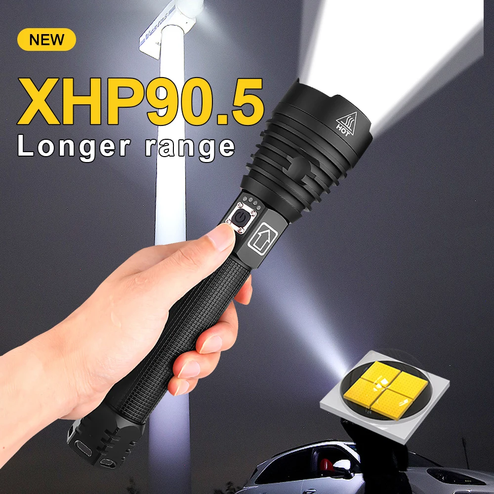 

1000000 lm Super powerful Led Flashlight XHP90.5 rechargeable tactical flash light Torch Zoom lantern Dual-purpose battery light