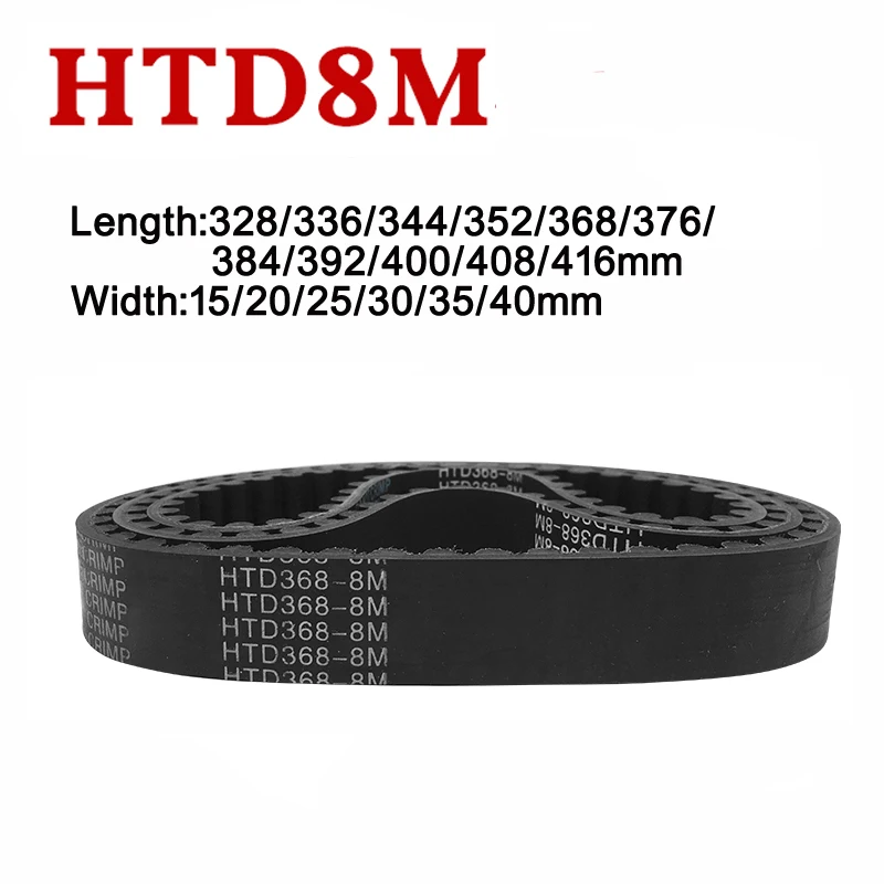 

HTD 8M Rubber Timing Belt Industrial Transmission Synchronous Belt Arc Tooth 328/336/344/352/368/376/384/392/400/408/416mm