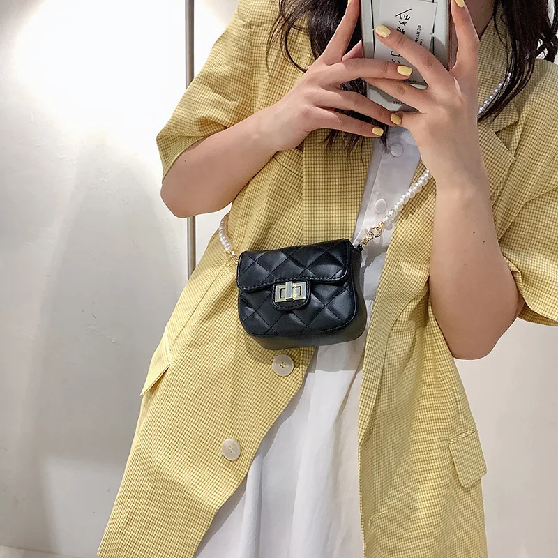 

Hand Bags Women 2021PU Leather Crossbody Bags For Women All-match Pearl Small Square Bag High Quality Popular Shoulder Bags