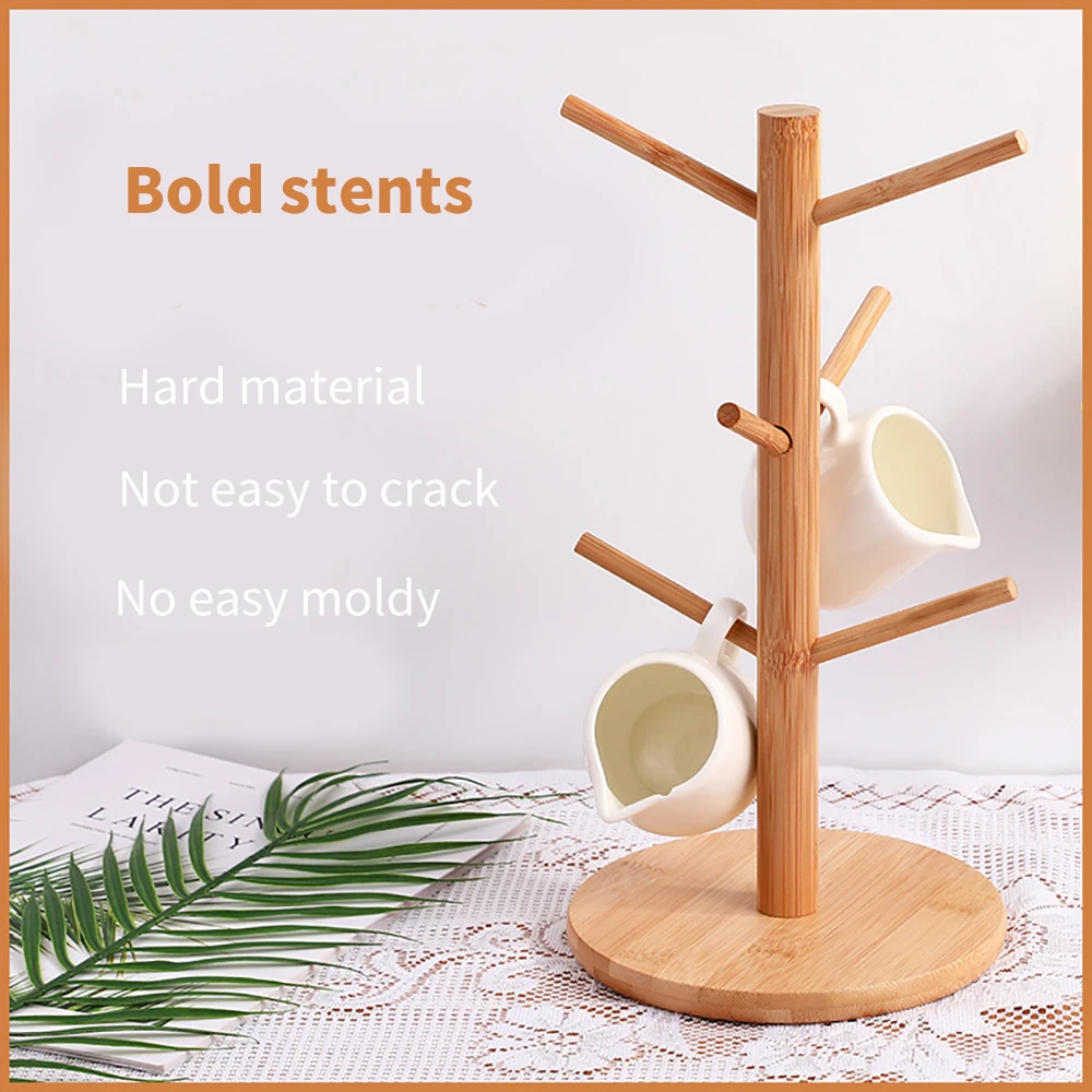 6 крючков дерево Форма древесины Кофе Чай Кубок хранения Подставка держатель