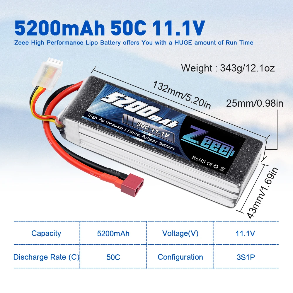 zeee 3s 5200mah 50c 111 v rc lipo батарея с разъемом deans д