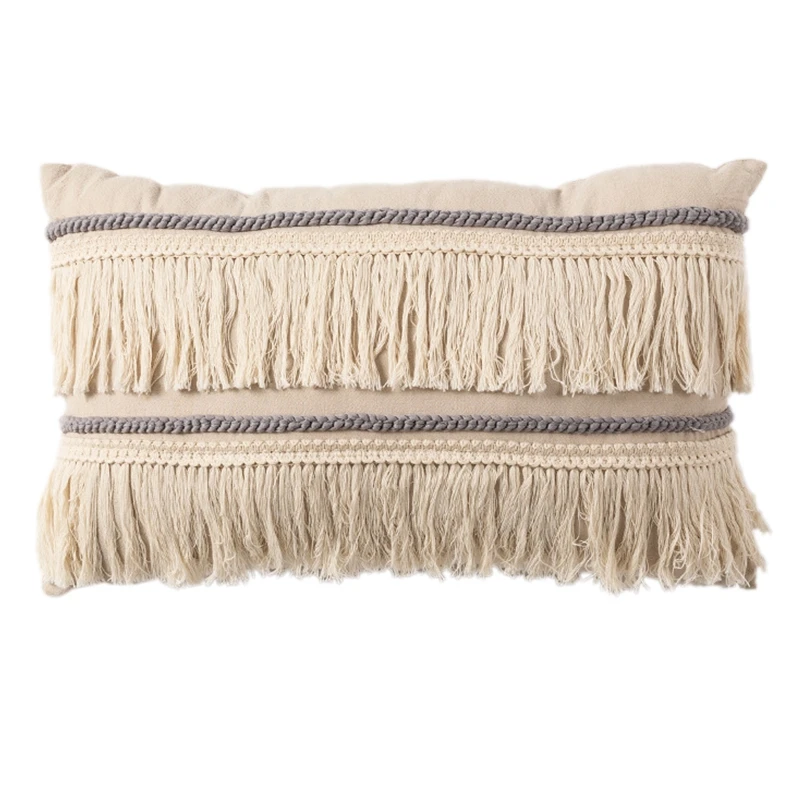 

Чехол для подушки Boho, чехол для подушки Fronha из хлопка и льна, чехол для подушки s с декоративной кисточкой макраме, чехлы для подушек для дома ...