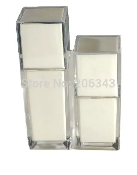 Белая Квадратная акриловая бутылка для лосьона 50 мл косметический контейнер с