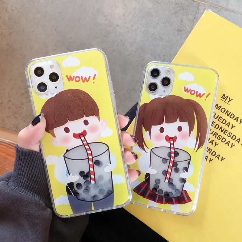 Милый чехол для телефона с пузырчатым чаем и зыбучим песком iPhone 11 11Pro XS Max X XR 8 7 plus