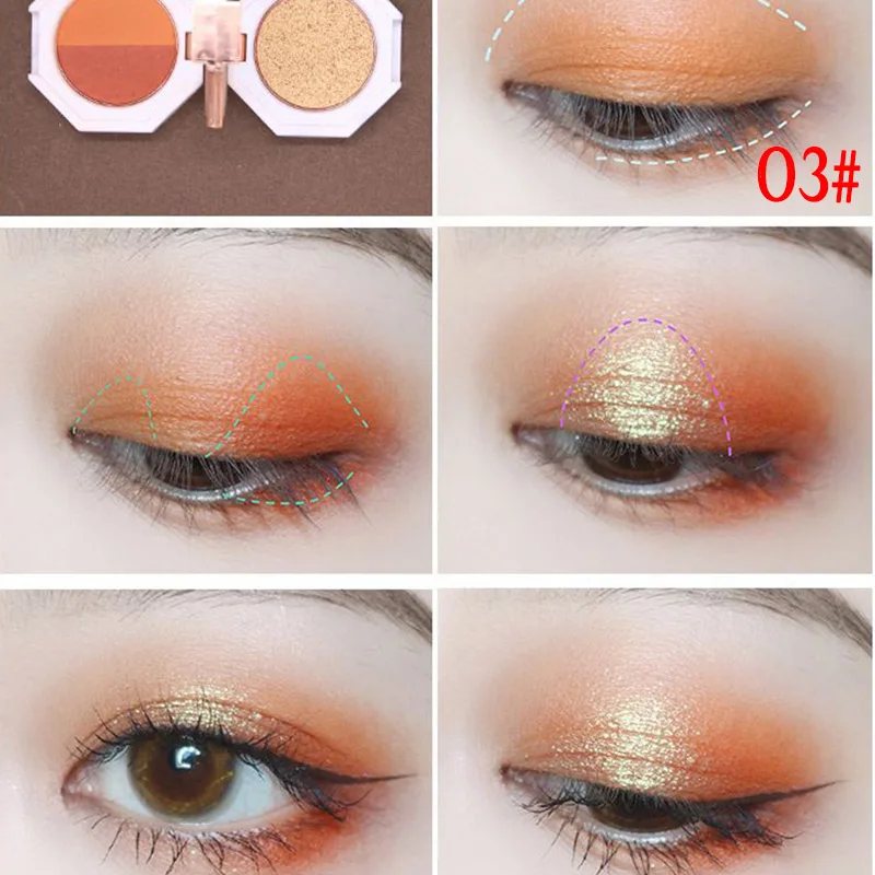 Double Layer Eyeshadow Palette Foldable Marble Effect Pearly Lustre Eye Shadow Case QRD88 |