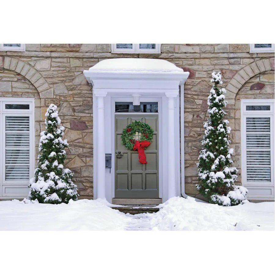 

Christmas Decor Backdrop Christmas Tree Doorway Snow Background Newborns Photography Xmas Family Party Decoration Photo Booth