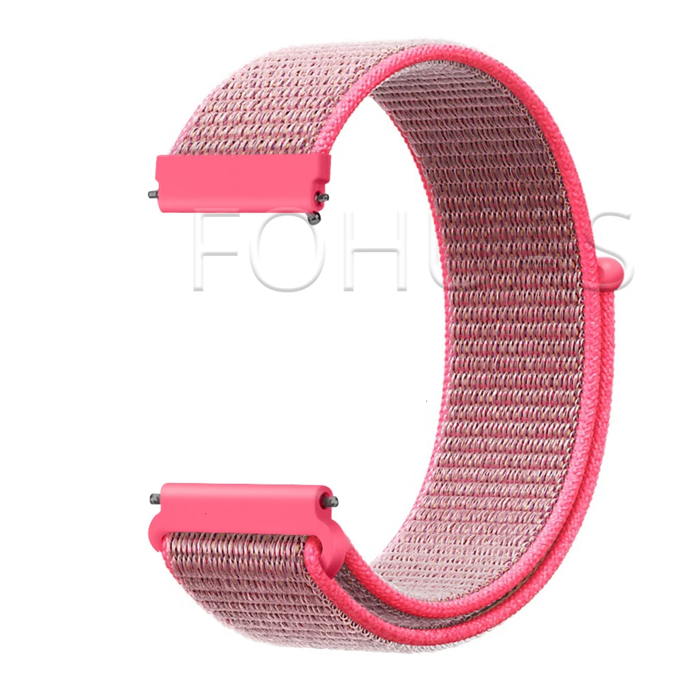 Hot Pink Нейлоновый ремешок 20 мм 22 мм для Xiaomi Amazfit Gtr 47 мм samsung Galaxy Watch 42 мм 46 мм Active gear S3 классический ремешок HUAWEI WATCH 2 Pro - Цвет ремешка: Hot Pink