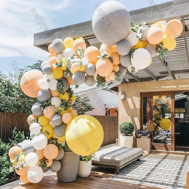 

Yellow balloon wedding balloons round boho arch decorations garland for baloon chain birthday kit items girl party bride to be
