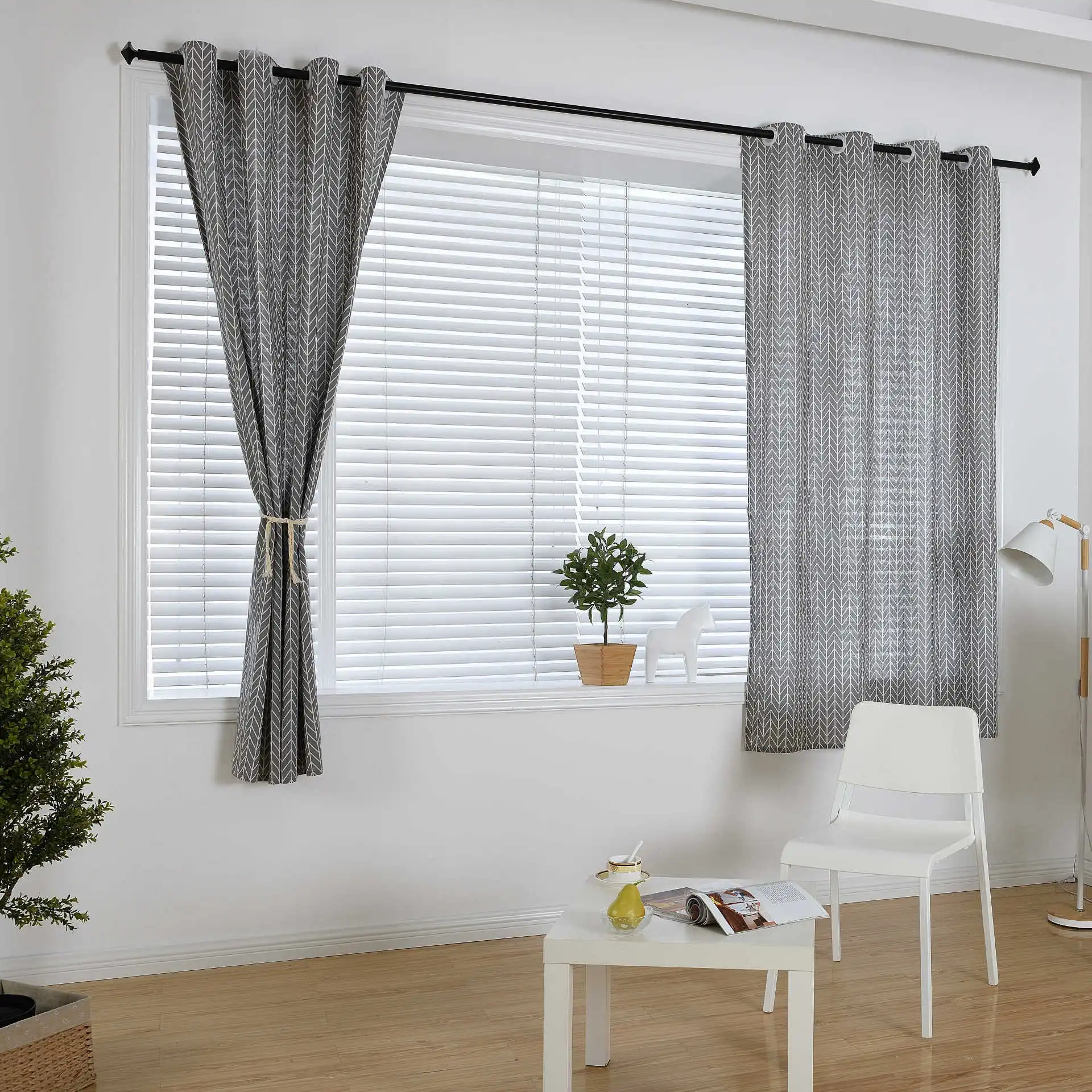 

Yaapeet 1pc Modern Light Grey Blackout Curtain Japan Style Pastoral Sheer Curtain Living Room Window DrapesRetro Window Curtain