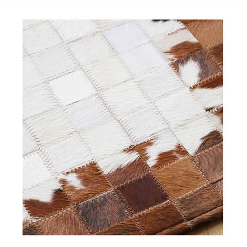 Лоскутный коврик из натуральной воловьей кожи в американском стиле напольный