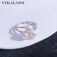 yikalaisi 925 sterling silver rings jewelry for women 6 7mm round natural freshwater pearl rings 2021 fine new wholesales