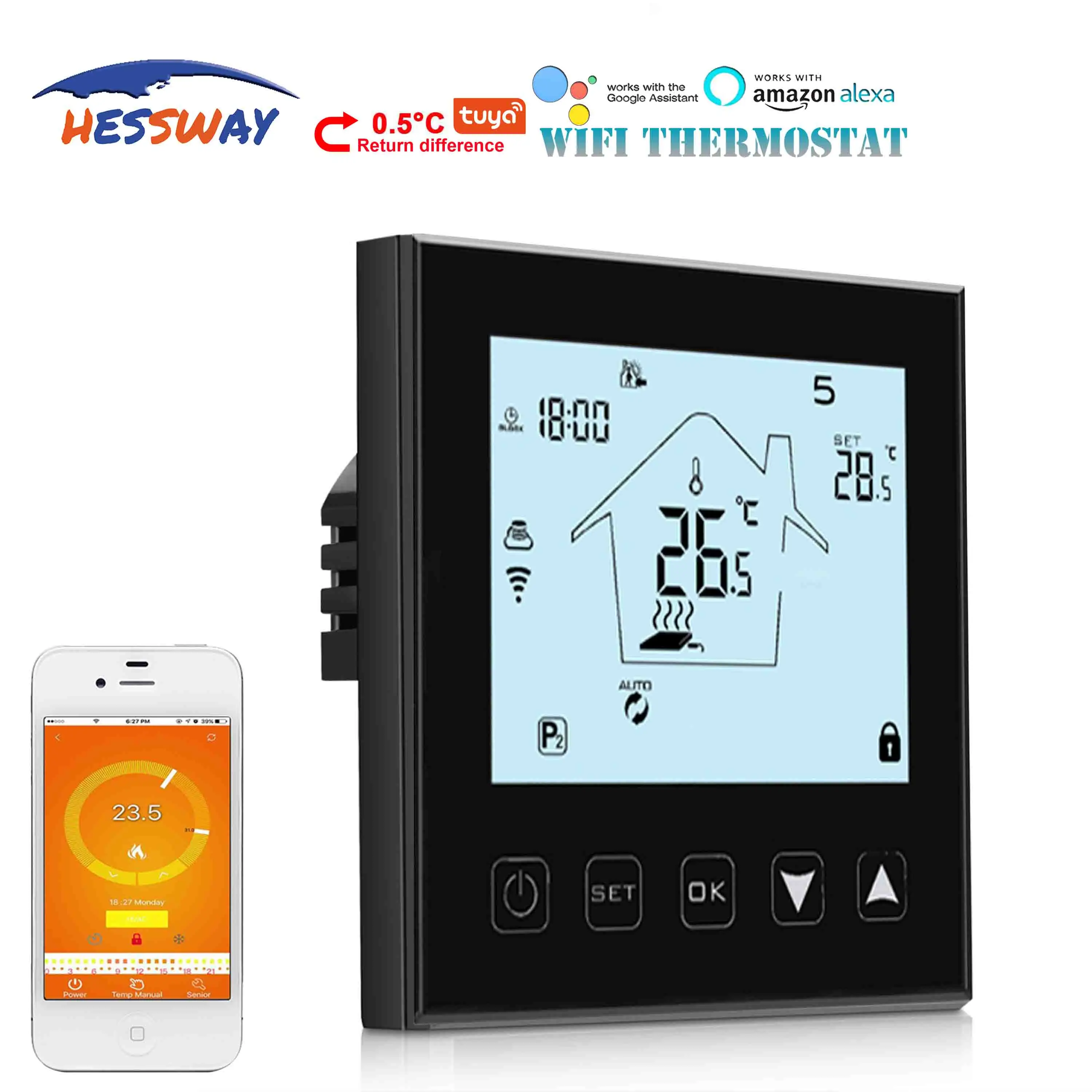 Соединительный газовый котел HESSWAY 2 в 1 и сухой контактный Wi Fi термостат для