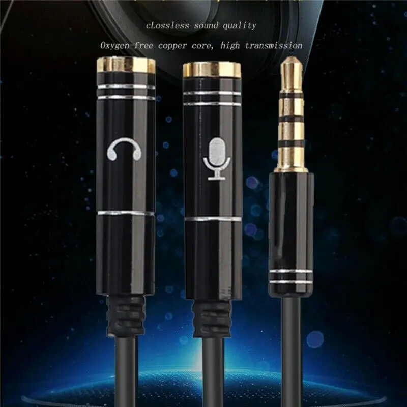 Headphone Microphone Splitter 3.5mm Extension Cable Audio Y Male to 2 Ports Female for PC Smartphones C66 | Компьютеры и офис