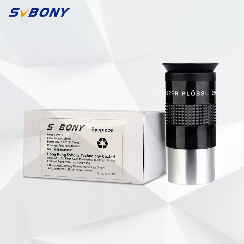 Окуляр SVBONY SV118 1,2" SPL Super Plossl окуляр 26 мм FMC окуляр для астрономии телескоп F9189B