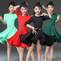 2021 girls latin dresses for dancing ballroom dance dress rumba samba velvet children samba cha cha tango skirt standard salsa