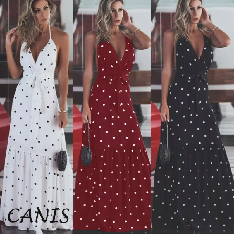 Женское винтажное шифоновое платье рубашка Goocheer Повседневное в горошек с