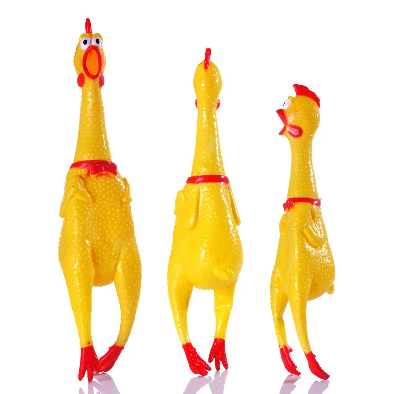 

1PC Screaming Chicken Squeeze Sound Toy Pets Dog Toys Fashion Pets Dog Squeak Toys Funny Yellow Rubber Chicken Dog Chew Toy