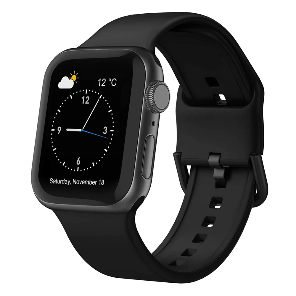 

Strap for Apple Watch Band 40mm 38mm 44mm 42mm Soft Silicone Sport Wristband for iWatch SE Series 6 5 4 3 2 1 Bracelet Women Men