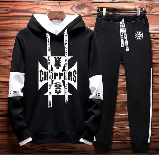 

Hoodies Men West Coast Choppers Printed Streetwear Fleece Hooded Hip Hop Harajuku unisex Sweatshirt Men Hoodies Pants Suit 2Pcs