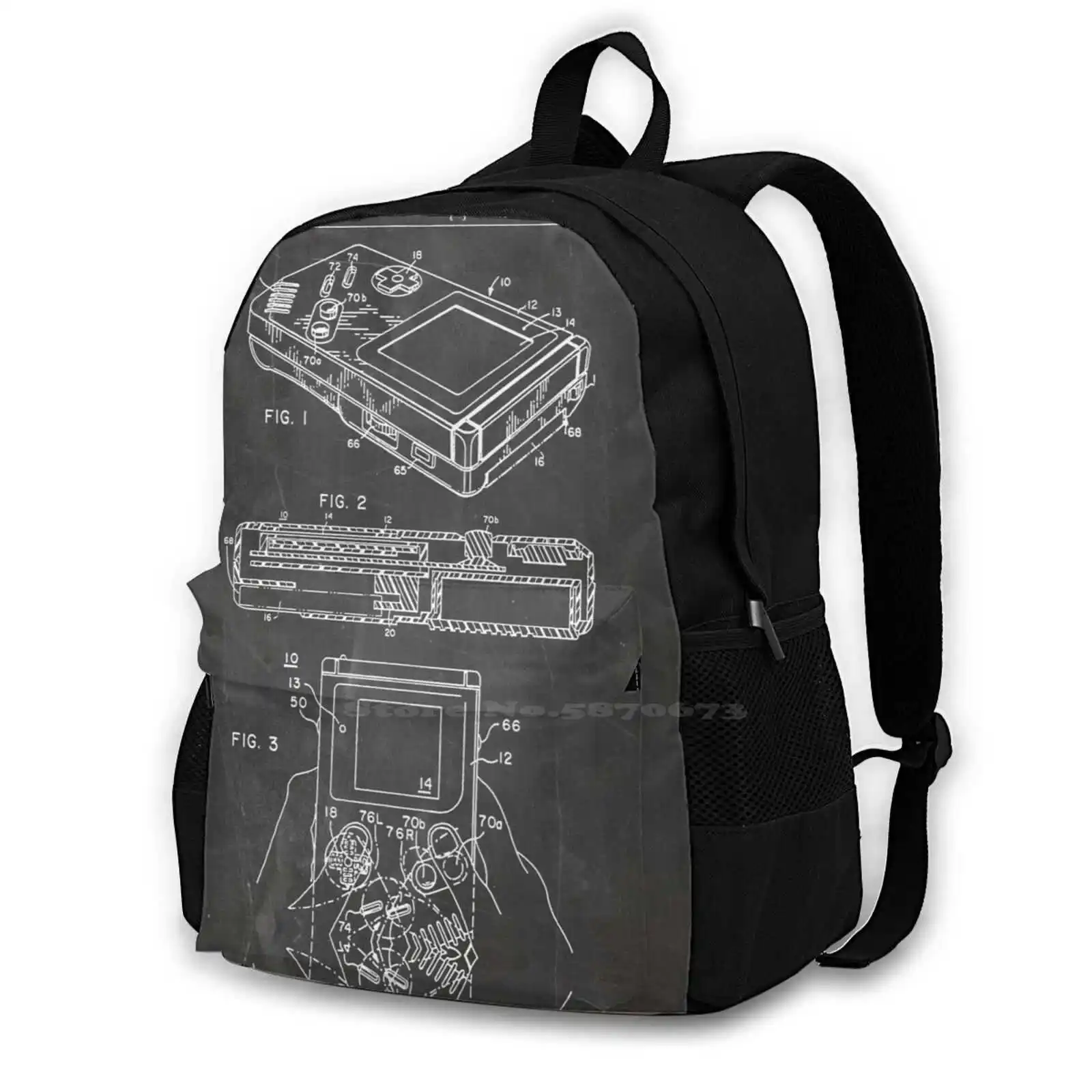 

Game Boy Patent - Gameboy Art - Black Chalkboard Travel Laptop Bagpack Fashion Bags Game Boy Gameboy Game Boy Patent Gameboy