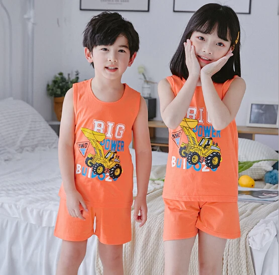 Летняя Детская Пижама комплекты одежды для маленьких мальчиков и девочек