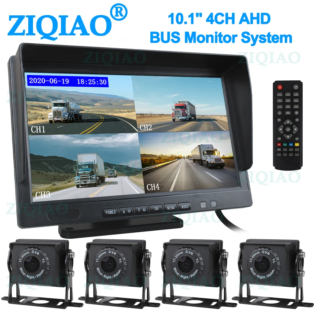 ZIQIAO 10 "Система видеонаблюдения для грузовика и автобуса AHD 4-канальный рекордер