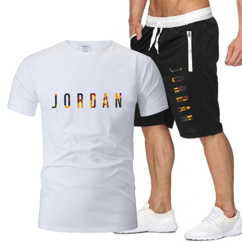 

2021 New Men's Jordan 23 Casual sets Men's Tee Two Piece Pullover Men's Short Sleeve + Shorts Pullover Men's Casual Wear