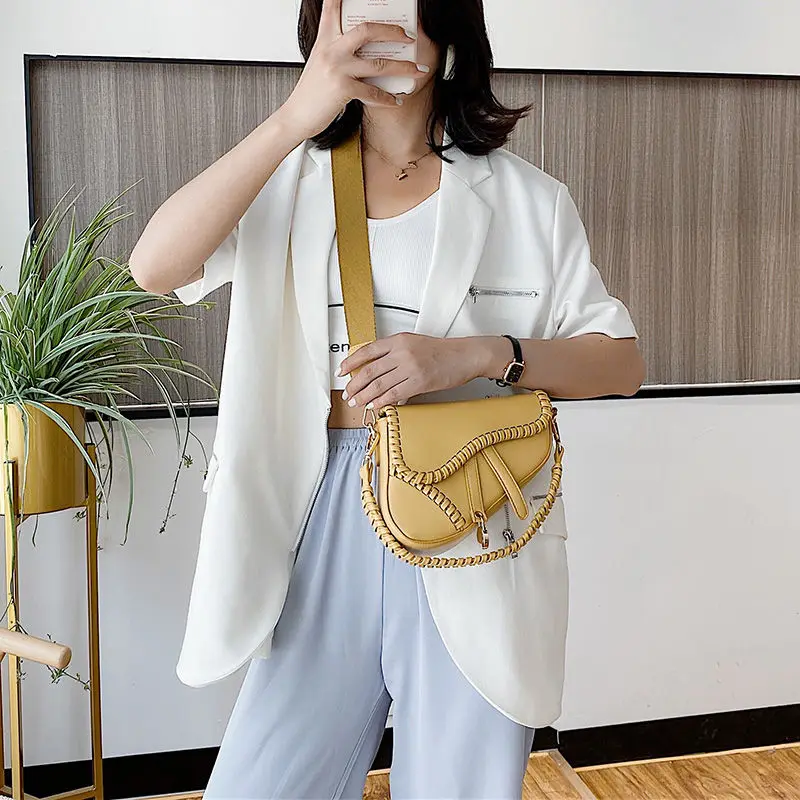 

Hand woven saddle bag women's 2021 fashion new single shoulder Crossbody chest bag men's and women's saddle bag