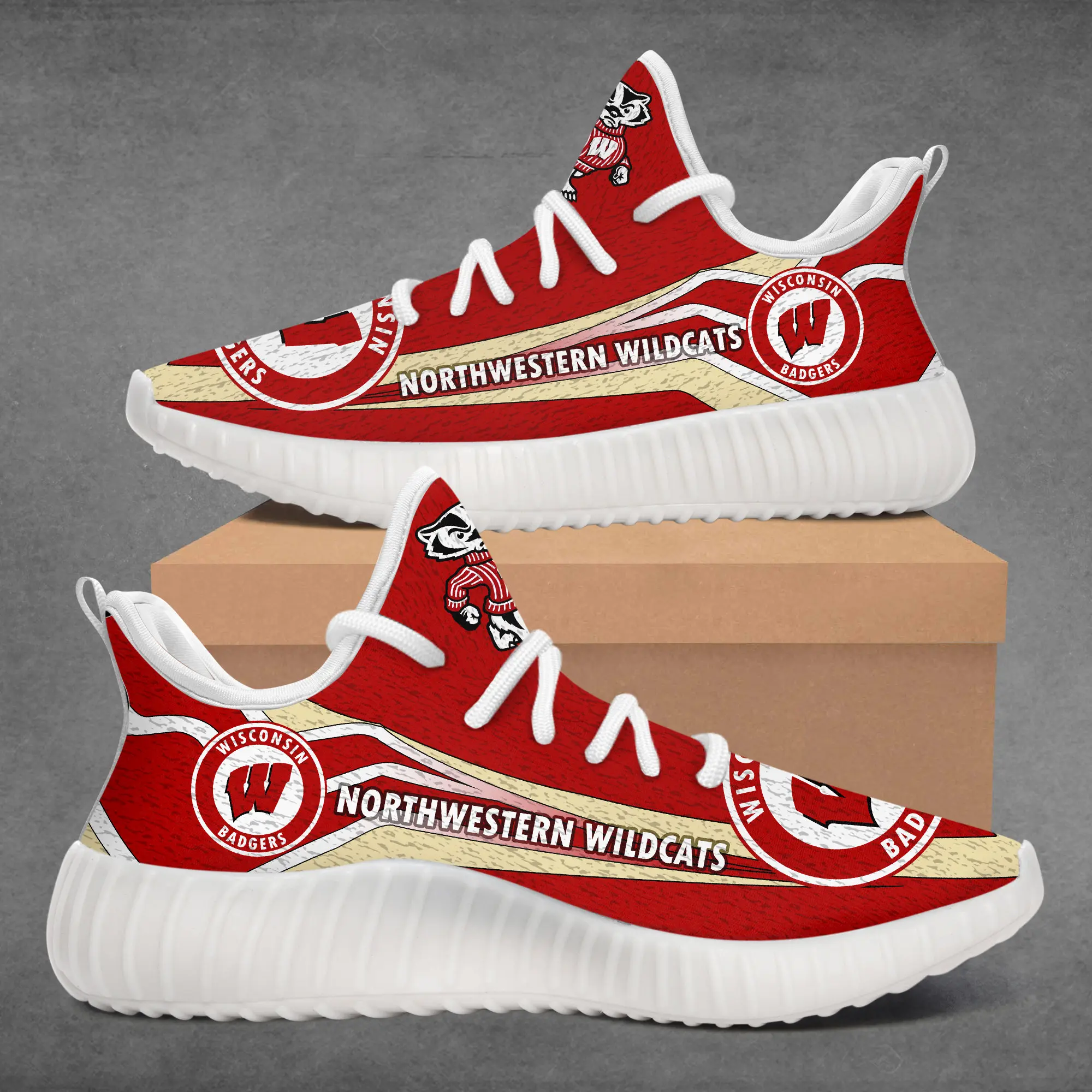 

New Custom WISCONSIN-BADGERS Sneaker Running Shoes