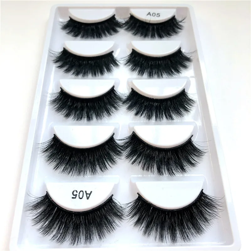 

5 Pairs 3D Faux Mink Hair False Eyelashes Wispy Fluffy Crisscross Natural Long Lashes Handmade Eye Makeup Extension Tools