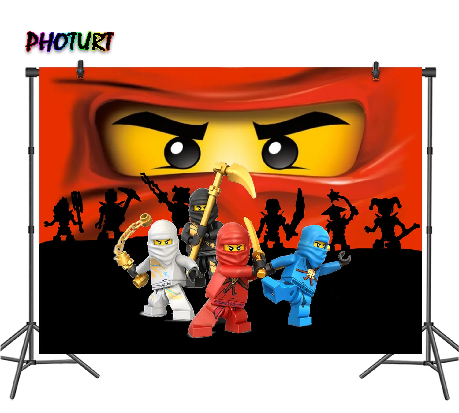 PHOTURT красный Ninjago фон для фотосъемки детский душ вечеринка мальчика день рождение