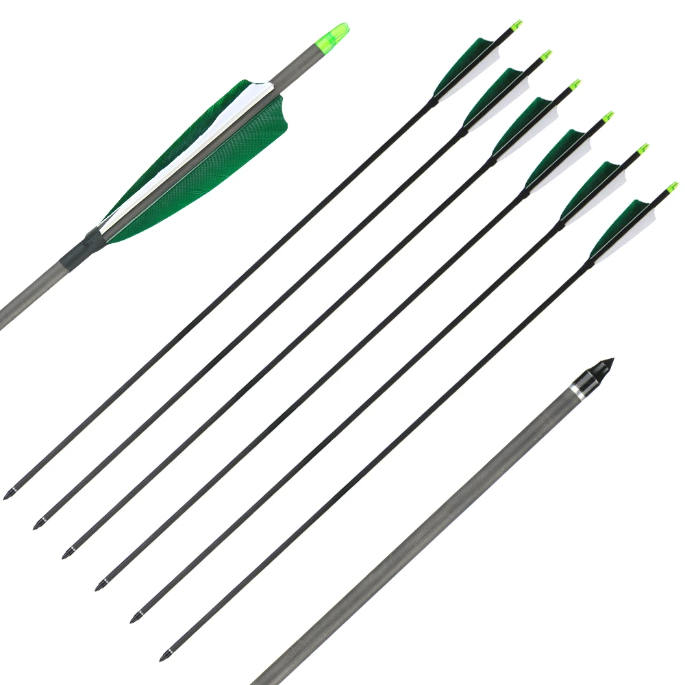 Стрелы из чистого карбона для охоты 31 дюйм стрелы стрельбы лука 400 лук с рифленым