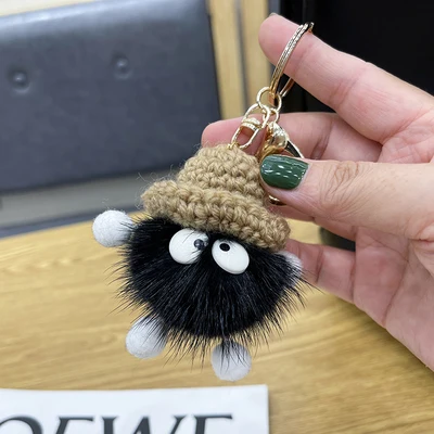 Keychain Fur Big Eyes Long Legs Knit Hat Mink Small Briquette Key Chain Cute Bag Decoration Trinket |